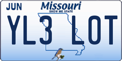 MO license plate YL3L0T