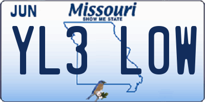 MO license plate YL3L0W