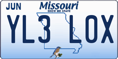 MO license plate YL3L0X