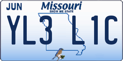 MO license plate YL3L1C