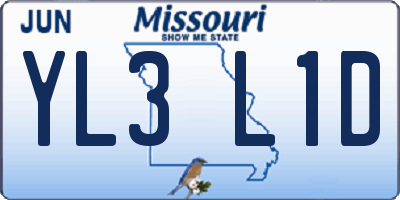 MO license plate YL3L1D