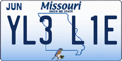 MO license plate YL3L1E