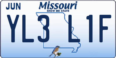MO license plate YL3L1F