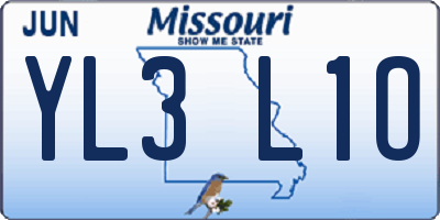 MO license plate YL3L1O