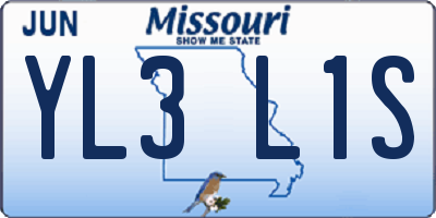 MO license plate YL3L1S