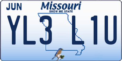 MO license plate YL3L1U