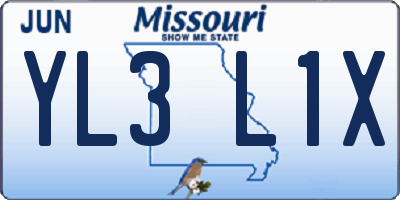 MO license plate YL3L1X