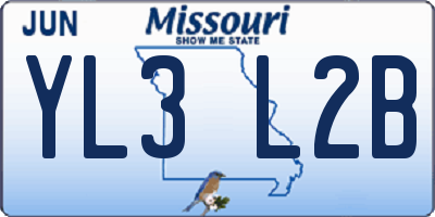 MO license plate YL3L2B