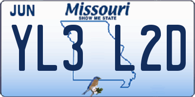 MO license plate YL3L2D