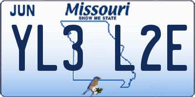 MO license plate YL3L2E