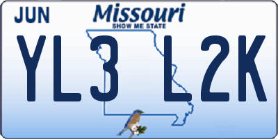 MO license plate YL3L2K