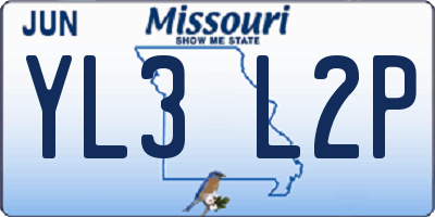 MO license plate YL3L2P