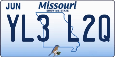 MO license plate YL3L2Q