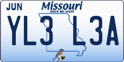 MO license plate YL3L3A