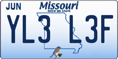 MO license plate YL3L3F