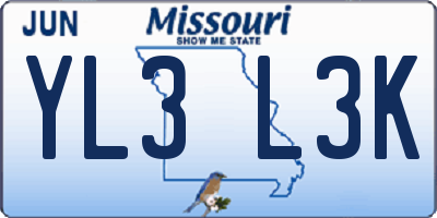 MO license plate YL3L3K