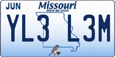MO license plate YL3L3M