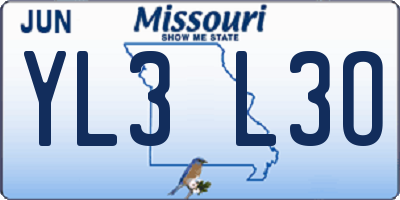 MO license plate YL3L3O