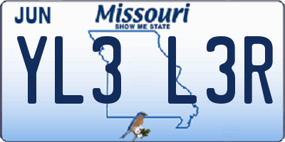 MO license plate YL3L3R