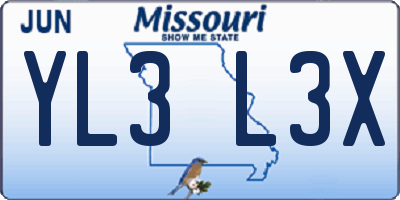 MO license plate YL3L3X