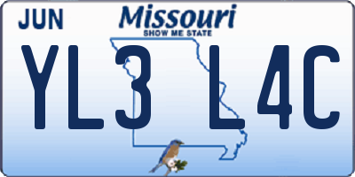 MO license plate YL3L4C