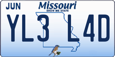 MO license plate YL3L4D