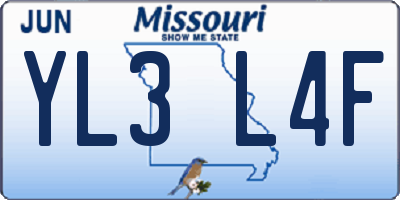 MO license plate YL3L4F
