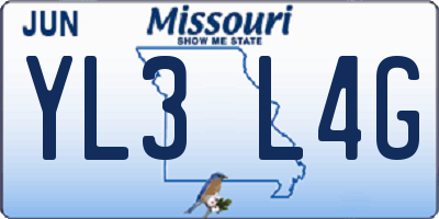 MO license plate YL3L4G