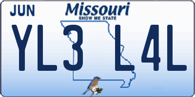 MO license plate YL3L4L