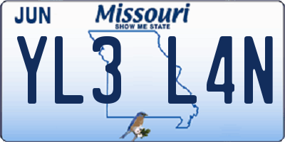 MO license plate YL3L4N