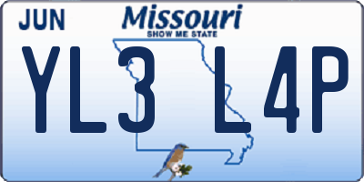 MO license plate YL3L4P