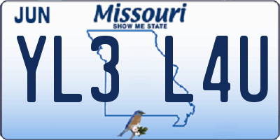MO license plate YL3L4U