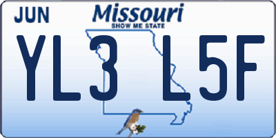 MO license plate YL3L5F