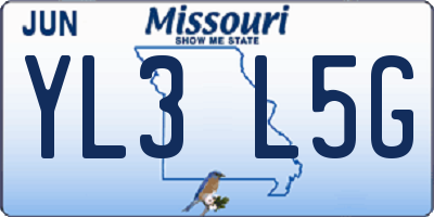 MO license plate YL3L5G