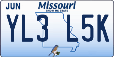 MO license plate YL3L5K