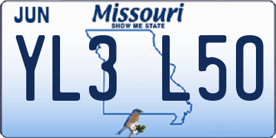 MO license plate YL3L5O