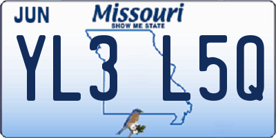 MO license plate YL3L5Q