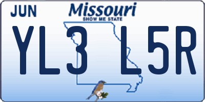 MO license plate YL3L5R