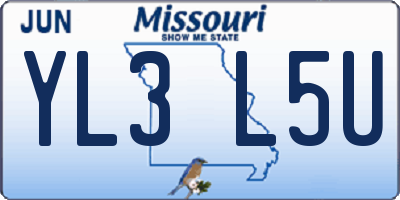 MO license plate YL3L5U