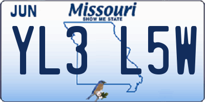 MO license plate YL3L5W