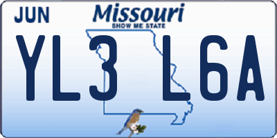 MO license plate YL3L6A
