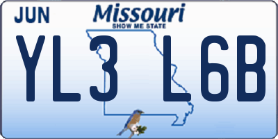 MO license plate YL3L6B