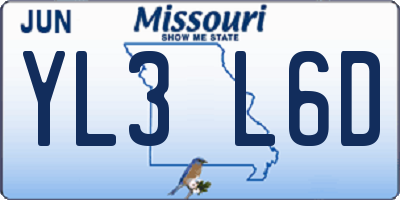 MO license plate YL3L6D
