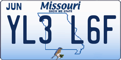 MO license plate YL3L6F