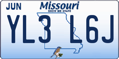 MO license plate YL3L6J