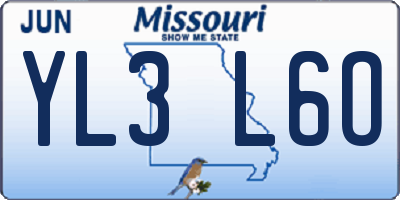 MO license plate YL3L6O