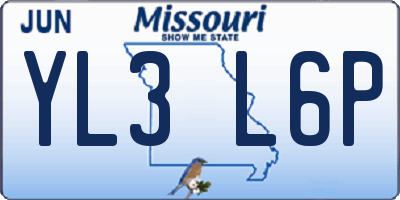 MO license plate YL3L6P