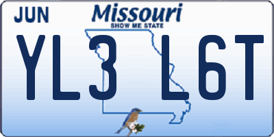 MO license plate YL3L6T