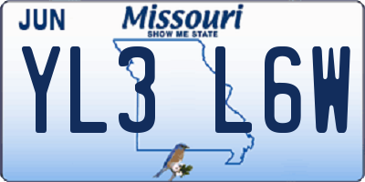 MO license plate YL3L6W