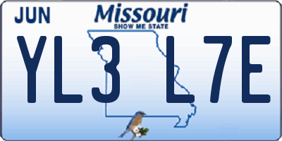 MO license plate YL3L7E